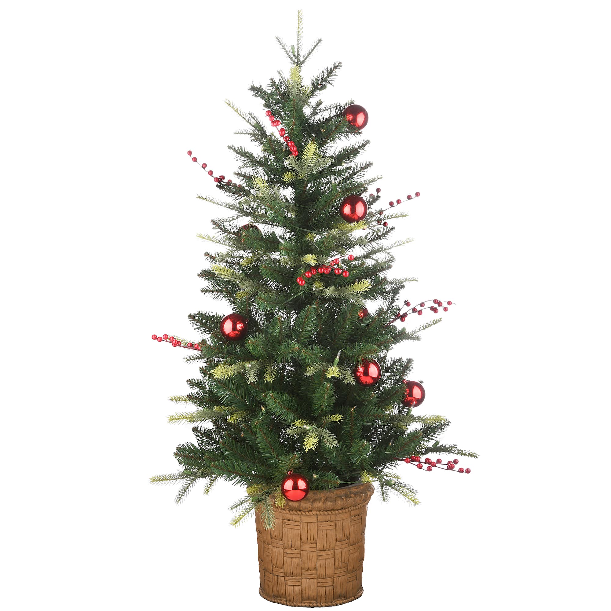 4ft. Pre-Lit & Pre-Decorated Scotch Creek Fir Entrance Artificial Christmas Tree, Warm White LED Lights